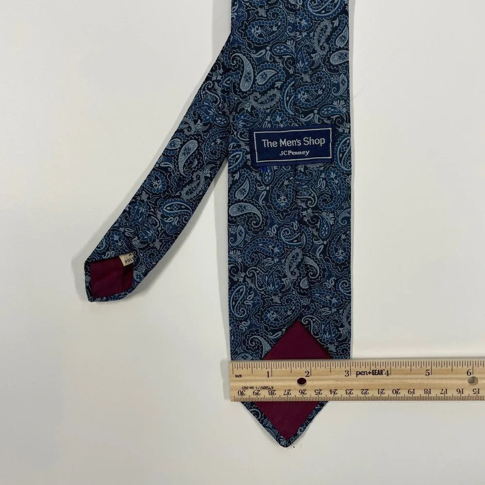 The Men's Shop JcPenny Blue Paisley Patterned Necktie Mens OS